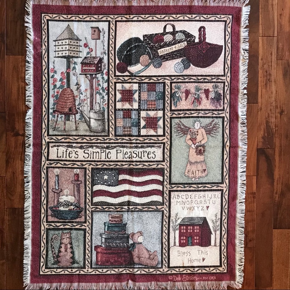 Folk Art Tapestry Throw Life’s Simple Pleasures